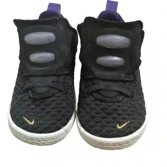 Nike Baby Crib LeBron 18 Black Purple Lakers Slip On Running Shoes - Picture 2 of 5